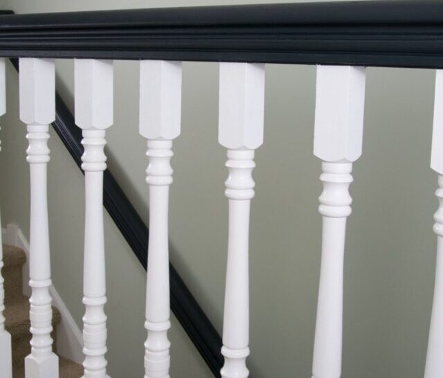 black and white stair hand rail.