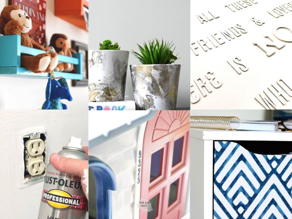 6 different spray paint diy home projects.