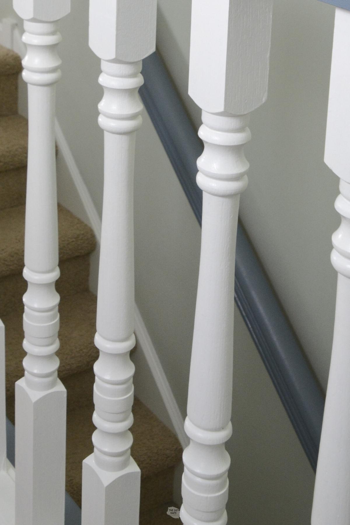 white stair spindles.