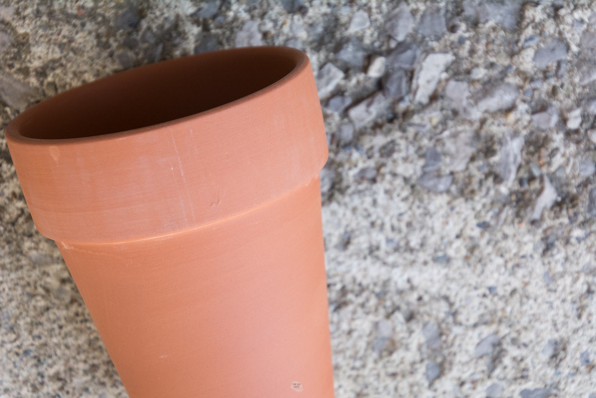 orange terracotta pot on concrete.