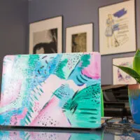 cool abstract painting on laptop case