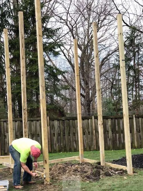 Posts set for wooden playset