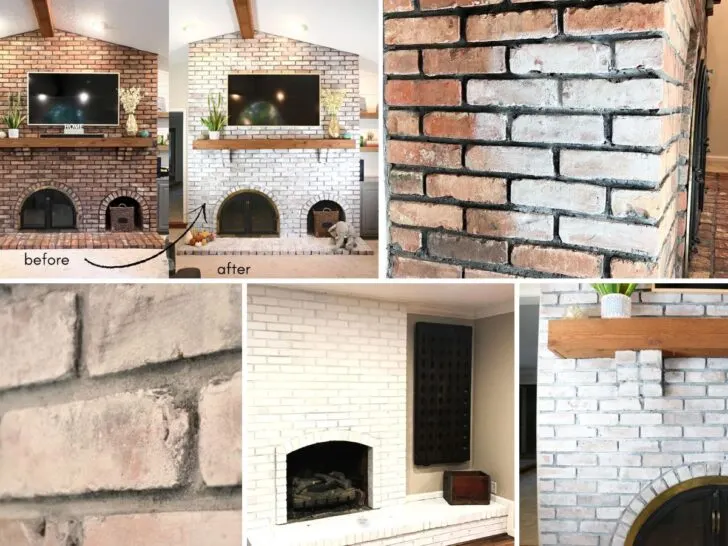 5 different images of fireplace makeovers.