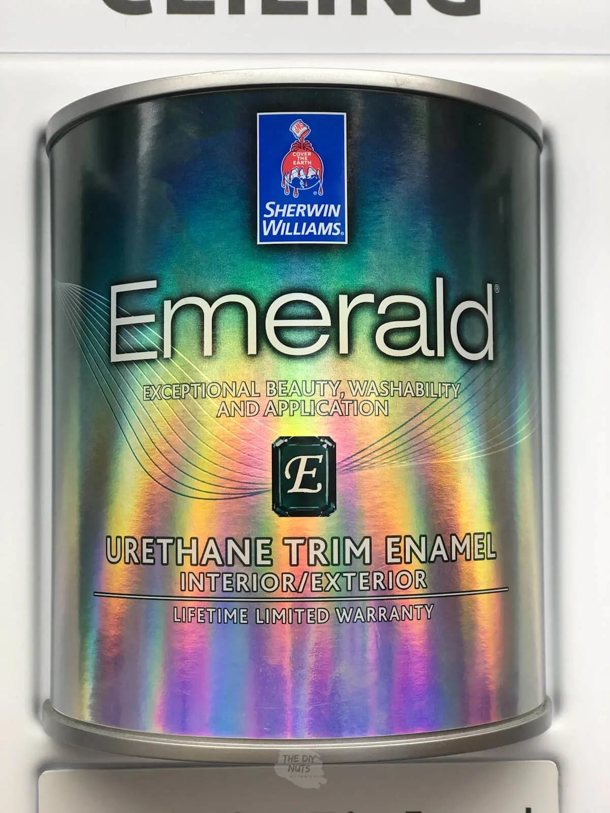 Can of Sherwin Williams Emerald Urethane Trim Enamel.