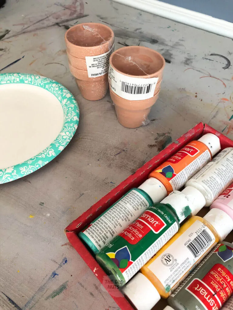 supplies used for painted flower pots